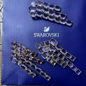 Swarovski Gold and Lavender Crystal Earrings